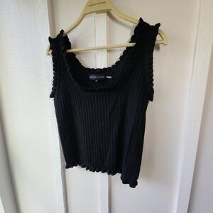 English Factory Ruffle Edge Rib Tank In Black Size Medium